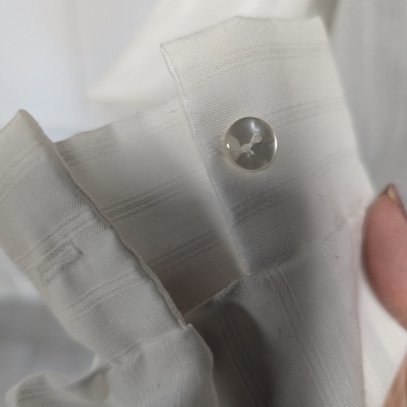 Vintage White Striped Maternity Ruffled Bib Collar Blouse, Original Owner - Picture 11 of 17